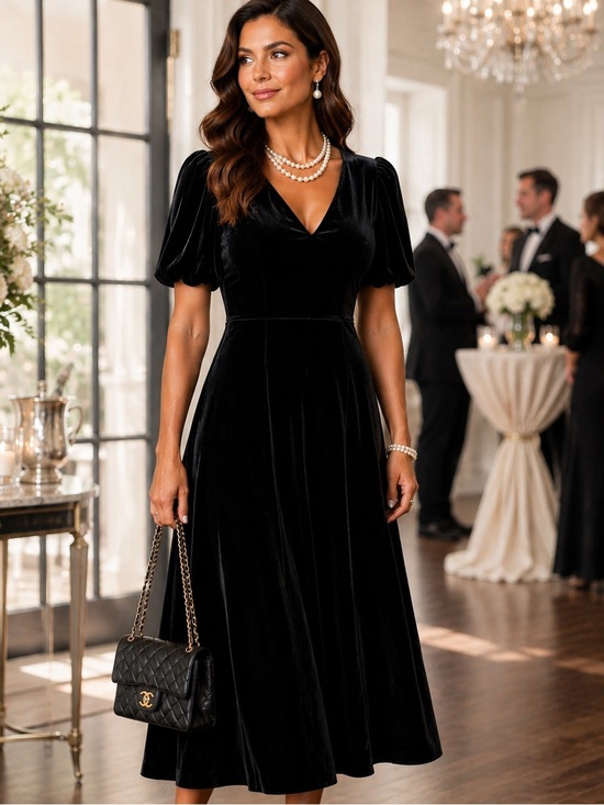 Draper James Dresses & Skirts - NWT,Draper James,Love Circle, Luxury Black Velvet, Midi Dress,Stunning,Size 0